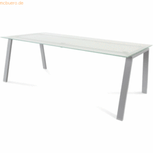 Rocada Schreibtisch Blanca BxTxH 200x100x73cm Gestell grau Platte Glas