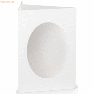 10 x Paperado Passepartoutkarte B6 oval VE=5 Stück Weiß