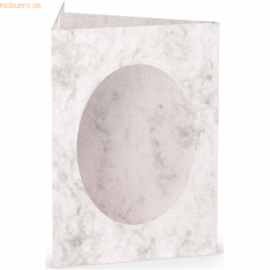 10 x Paperado Passepartoutkarte B6 oval VE=5 Stück Grau Marmora