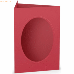 10 x Paperado Passepartoutkarte B6 oval VE=5 Stück Rot