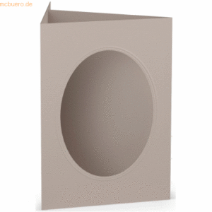 10 x Paperado Passepartoutkarte B6 oval VE=5 Stück Taupe