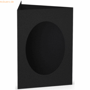 10 x Paperado Passepartoutkarte B6 oval VE=5 Stück Schwarz