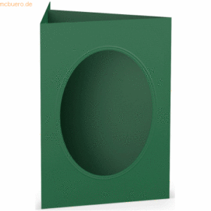 10 x Paperado Passepartoutkarte B6 oval VE=5 Stück Tannengrün