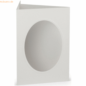 10 x Paperado Passepartoutkarte B6 oval VE=5 Stück Eisgrau