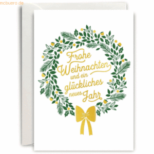 6 x Rössler Grußkarte MP-Yay-Weihnachten B6 hoch doppelt Letterpress K