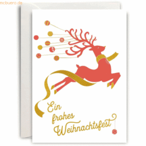 6 x Rössler Grußkarte MP-Yay-Weihnachten B6 hoch doppelt Letterpress S