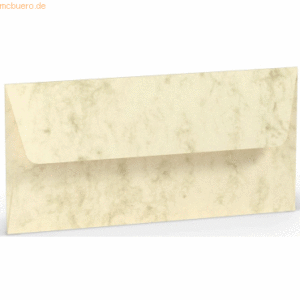 50 x Paperado Briefumschlag DL Nassklebung Seidenfutter Chamois Marmor
