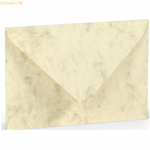 50 x Paperado Briefumschlag C6 Nassklebung Seidenfutter Chamois Marmor