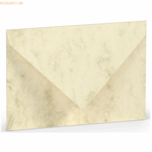50 x Paperado Briefumschlag C7 Nassklebung Seidenfutter Chamois Marmor