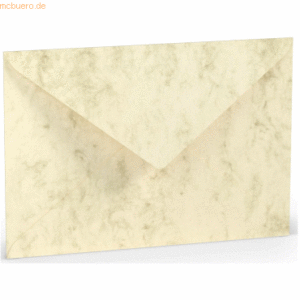 50 x Paperado Briefumschlag C5 Nassklebung Seidenfutter Chamois Marmor