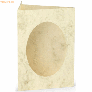 25 x Paperado Passepartoutkarte B6 oval Chamois Marmora