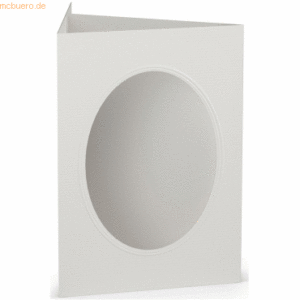 25 x Paperado Passepartoutkarte B6 oval Eisgrau
