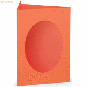25 x Paperado Passepartoutkarte B6 oval Coral