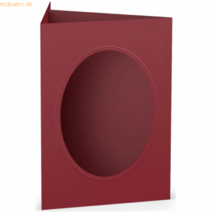 25 x Paperado Passepartoutkarte B6 oval Rosso