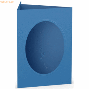 25 x Paperado Passepartoutkarte B6 oval Stahlblau
