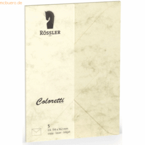 Rössler Briefumschläge Coloretti VE=5 Stück C6 Chamois Marmora