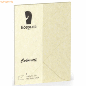 Rössler Briefumschläge Coloretti VE=5 Stück C7 Parchment sandgelb