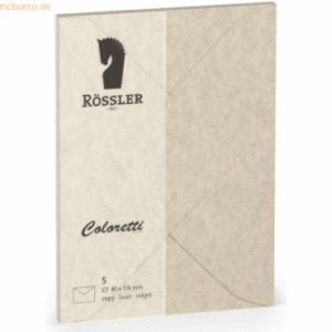 Rössler Briefumschläge Coloretti VE=5 Stück C7 Parchment saharabraun