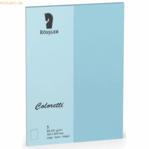 Rössler Doppelkarte Coloretti B6 hoch VE=5 Stück himmelblau