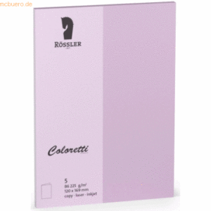 Rössler Doppelkarte Coloretti B6 hoch VE=5 Stück Lavendel