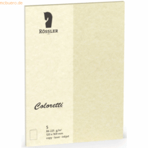 Rössler Doppelkarte Coloretti B6 hoch VE=5 Stück Parchment sandgelb