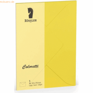 Rössler Briefumschläge Coloretti VE=5 Stück B6 goldgelb