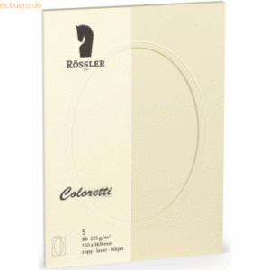 10 x Rössler Passpartoutkarte Coloretti B5 oval VE=5 Stück creme