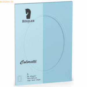 10 x Rössler Passepartoutkarte Coloretti B6 oval VE=5 Stück himmelblau