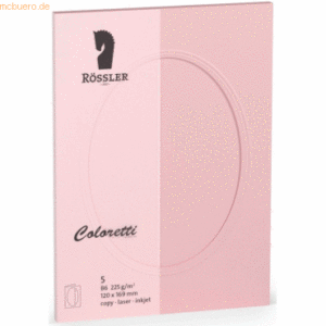 10 x Rössler Passpartoutkarte Coloretti B5 oval VE=5 Stück rosa