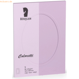 10 x Rössler Passepartoutkarte Coloretti B6 oval VE=5 Stück Lavendel