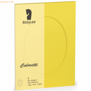 10 x Rössler Passpartoutkarte Coloretti B5 oval VE=5 Stück goldgelb