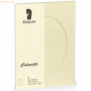 10 x Rössler Passpartoutkarte Coloretti B5 oval VE=5 Stück Parchment s