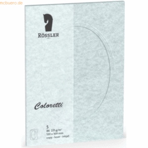10 x Rössler Passpartoutkarte Coloretti B5 oval VE=5 Stück aquablau pa