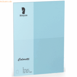 Rössler Doppelkarte Coloretti A6 hoch VE=5 Stück 225g/qm himmelblau