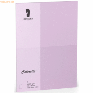 Rössler Doppelkarte Coloretti A6 hoch VE=5 Stück 225g/qm Lavendel