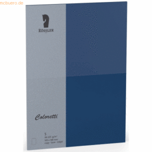 Rössler Doppelkarte Coloretti A6 hoch VE=5 Stück 225g/qm Jeans