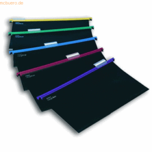 Snopake Hängemappen A4 mit farbigen Schienen sortiert VE=25 Stück