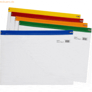 25 x Snopake Dokumententaschen A4+ Zippa-Bag transparent/farbig sortie