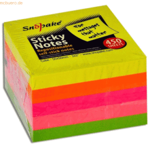 Snopake Haftnotizen Neon-farbig Mini 400 Blatt 50mmx50mm