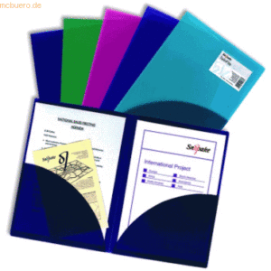 5 x Snopake Präsentationsmappe Twin File A4 electra farbig sortiert