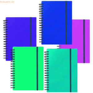 5 x Snopake Notizbuch Noteguard A5 75 Blatt 80g/qm PP-Einband electra