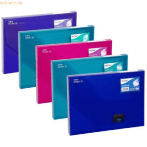 5 x Snopake Dokumentenbox electra A4 25mm farbig sortiert