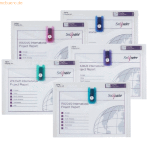 5 x Snopake Dokumententasche mit USB-Halter A4 electra farbig sortiert