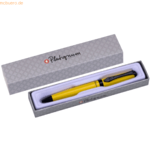 12 x Platignum Federhalter Studio gelb silberne Geschenkpackung