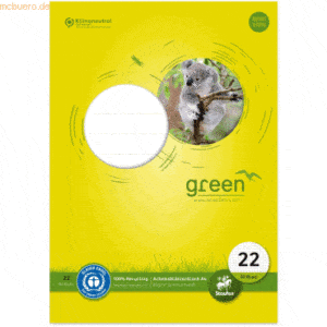 2 x Staufen Arbeitsblätterblock 22 Green A4 80g/qm 50 Blatt kariert 5m