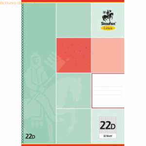 10 x Staufen Schulheft Linea A4 32 Blatt kariert