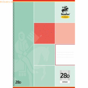10 x Staufen Schulheft Linea A4 32 Blatt kariert beidseitig Rand