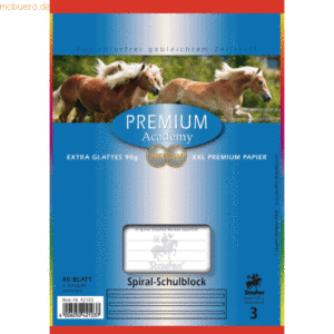 2 x Staufen Spiral-Schulblock Premium A5 40 Blatt Lineatur 3