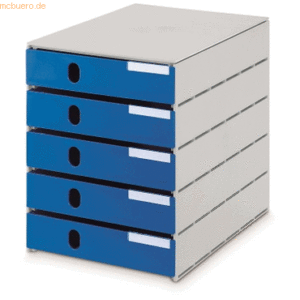 Styro Schubladenbox styroval 5 Schubladen geschlossen grau/blau