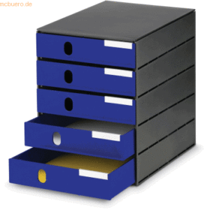 Styro Schubladenbox styroval 5 Schubladen geschlossen schwarz/blau